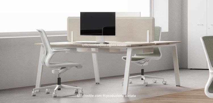 Immagine di Bench 02 posti di lavoro con screen fonoassorbente