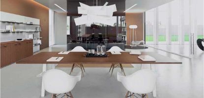 Tavolo riunioni rettangolare da 300 x 120 cm in consegna veloce, con struttura tipo scrivania, piano in conglomerato ligneo spessore 25 mm rivestito in melaminico e struttura metallica, prodotto Made in Italy.
