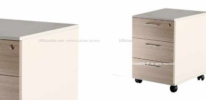 Immagine di Cassettiera ufficio bicolore  tre cassetti su ruote