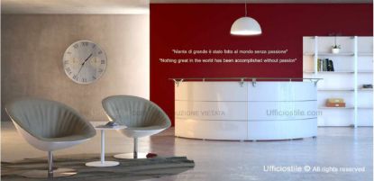 Immagine di Bancone ufficio reception curvo 60° laccato bianco