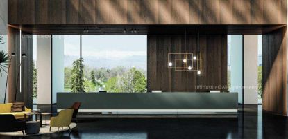 Immagine di Bancone reception cm. 400 con mensole lineari