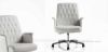 Arthur mid-back executive chair with fixed padded armrests, polished aluminium 5-star base with castors and eco-leather upholstery