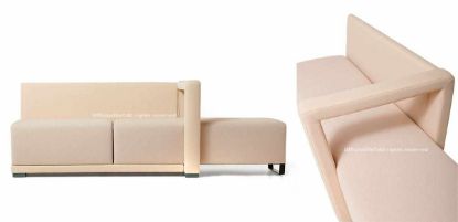 Panca imbottita per area attesa Ufficiostile con bracciolo ad anello, scocca in legno, seduta in tessuto ignifugo Trevira CS e schienale in PVC, codice prodotto ITDMCI03.