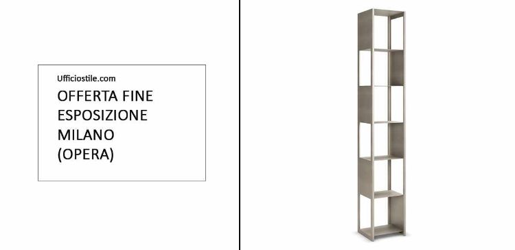 Libreria in acciaio verniciato finitura Pearl con struttura compatta, altezza 185 cm e portata massima dei ripiani di 7 kg ciascuno, soluzione Made in Italy fine esposizione per uffici, reception e ambienti professionali.