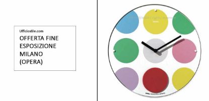 Orologio a pendolo da parete multicolore, diametro 45 cm e profondità 5,5 cm, soluzione Made in Italy fine esposizione per uffici, reception e ambienti professionali.