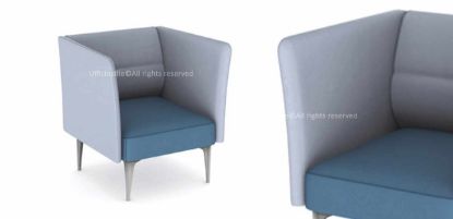 Poltrona attesa bicolore con struttura interna in acciaio, imbottitura in poliuretano flessibile stampato a freddo Classe 1-IM ad alta fonoassorbenza, rivestimento in poliestere FR Trevira CS e dimensioni adatte ad aree lounge, reception e spazi attesa professionali.
