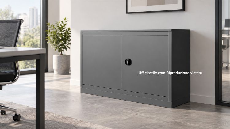Picture of Metal office cabinet with doors cm. 120 x 45 x 88 (h)