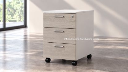 Immagine di Cassettiera ufficio bicolore  tre cassetti su ruote