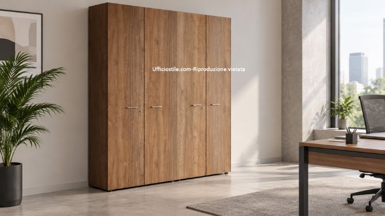 Picture of Tall 4-door office cabinet – Stelvio Walnut