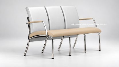 Picture of Gala 3-seater office waiting sofa with chrome armrests