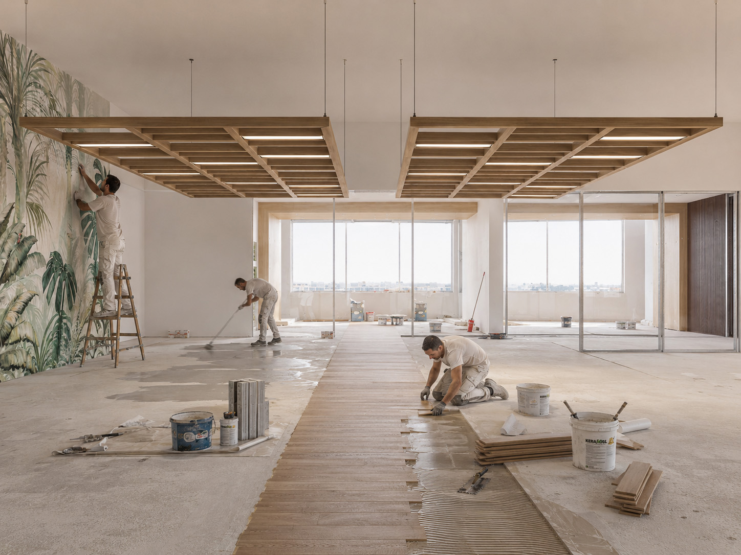 Pavimenti, rivestimenti e finiture per uffici ristrutturati